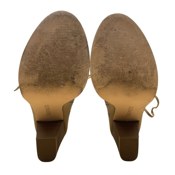 Restricted Womens Beige Peep-Toe Lace-Up Back Zipper Heeled Sandals Sz 8.5 - Picture 7 of 8